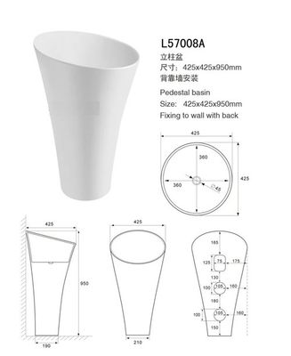 Trung Quốc Bồn tắm tròn One Piece và Vanities Chất liệu đá nhân tạo Bồn rửa chân nhà cung cấp