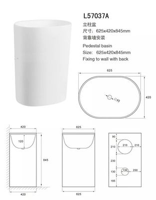 Bồn tắm hình bầu dục đơn lỗ và Vanities Vật liệu đá nhân tạo Tự làm sạch nhà cung cấp