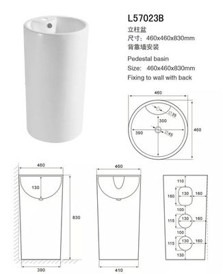 Bồn rửa tay tròn màu trắng di động, chậu rửa một mảnh dễ dàng làm sạch nhà cung cấp