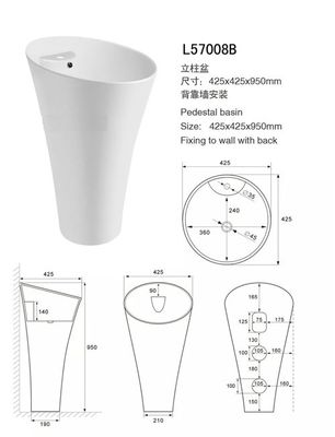 Bồn tắm tròn One Piece và Vanities Chất liệu đá nhân tạo Bồn rửa chân nhà cung cấp